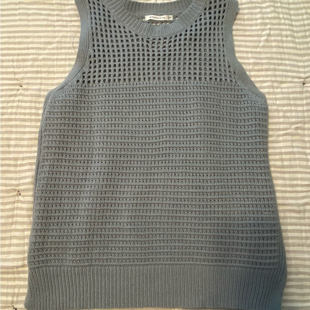 Staccato Blue/Gray Knit Sleeveless Sweater Tank